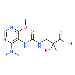 ChemSpider 2D Image | 3-({[4-(Dimethylamino)-6-methoxy-5-pyrimidinyl]carbamoyl}amino)-2-hydroxy-2-methylpropanoic acid | C12H19N5O5