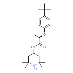 ChemSpider 2D Image | 2,2,6,6-Tetramethyl-4-({(2R)-2-[4-(2-methyl-2-propanyl)phenoxy]propanoyl}amino)piperidinium | C22H37N2O2