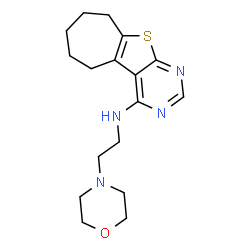 ChemSpider 2D Image | N-[2-(4-Morpholinyl)ethyl]-6,7,8,9-tetrahydro-5H-cyclohepta[4,5]thieno[2,3-d]pyrimidin-4-amine | C17H24N4OS
