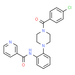 ChemSpider 2D Image | N-{2-[4-(4-Chlorobenzoyl)-1-piperazinyl]phenyl}nicotinamide | C23H21ClN4O2