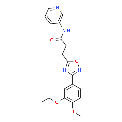 ChemSpider 2D Image | 3-[3-(3-Ethoxy-4-methoxyphenyl)-1,2,4-oxadiazol-5-yl]-N-(3-pyridinyl)propanamide | C19H20N4O4