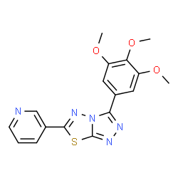 ChemSpider 2D Image | 6-(3-Pyridinyl)-3-(3,4,5-trimethoxyphenyl)[1,2,4]triazolo[3,4-b][1,3,4]thiadiazole | C17H15N5O3S