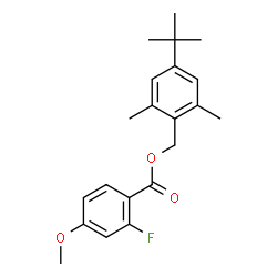 ChemSpider 2D Image | 2,6-Dimethyl-4-(2-methyl-2-propanyl)benzyl 2-fluoro-4-methoxybenzoate | C21H25FO3
