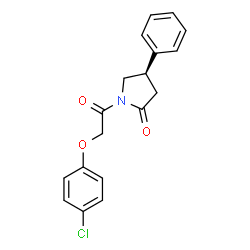 ChemSpider 2D Image | (4R)-1-[(4-Chlorophenoxy)acetyl]-4-phenyl-2-pyrrolidinone | C18H16ClNO3
