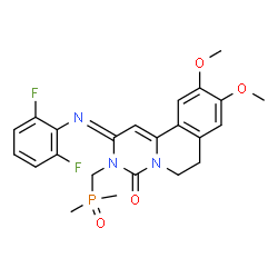 ChemSpider 2D Image | (2Z)-2-[(2,6-Difluorophenyl)imino]-3-[(dimethylphosphoryl)methyl]-9,10-dimethoxy-2,3,6,7-tetrahydro-4H-pyrimido[6,1-a]isoquinolin-4-one | C23H24F2N3O4P