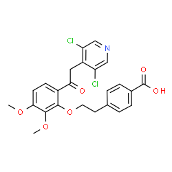 ChemSpider 2D Image | 4-(2-{6-[(3,5-Dichloro-4-pyridinyl)acetyl]-2,3-dimethoxyphenoxy}ethyl)benzoic acid | C24H21Cl2NO6