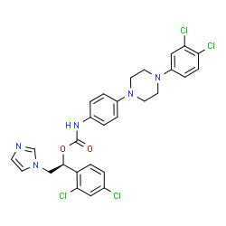 ChemSpider 2D Image | (1S)-1-(2,4-Dichlorophenyl)-2-(1H-imidazol-1-yl)ethyl {4-[4-(3,4-dichlorophenyl)-1-piperazinyl]phenyl}carbamate | C28H25Cl4N5O2
