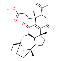 ChemSpider 2D Image | Methyl 3-[(1S,2S,5R,9S,10S,14S,17R)-17-ethyl-9-isopropenyl-1,5,10-trimethyl-7,12-dioxo-16,20-dioxapentacyclo[15.2.1.0~2,14~.0~5,14~.0~6,11~]icos-6(11)-en-10-yl]propanoate | C30H42O6