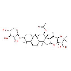 ChemSpider 2D Image | (2S,4aR,5aR,7R,7aR,7bR,8S,8aR,11S,11aS,12aS,13aS,13bS,15aR)-11,11a-Dihydroxy-1,1,7a,8,10,10,13a-heptamethyl-2-(beta-D-xylopyranosyloxy)icosahydrocyclopropa[1',8a']naphtho[2',1':4,5]indeno[2,1-b]furo[2
,3-e]pyran-7-yl acetate | C37H58O11