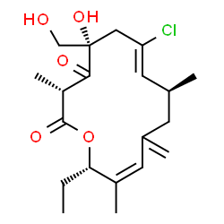 ChemSpider 2D Image | (3R,5S,7Z,9S,12Z,14S)-7-Chloro-14-ethyl-5-hydroxy-5-(hydroxymethyl)-3,9,13-trimethyl-11-methyleneoxacyclotetradeca-7,12-diene-2,4-dione | C20H29ClO5