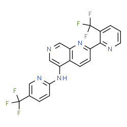 ChemSpider 2D Image | 2-[3-(Trifluoromethyl)-2-pyridinyl]-N-[5-(trifluoromethyl)-2-pyridinyl]-1,7-naphthyridin-5-amine | C20H11F6N5