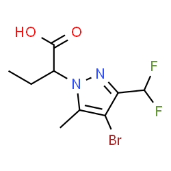 ChemSpider 2D Image | 2-[4-Bromo-3-(difluoromethyl)-5-methyl-1H-pyrazol-1-yl]butanoic acid | C9H11BrF2N2O2
