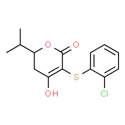 ChemSpider 2D Image | 3-[(2-Chlorophenyl)sulfanyl]-4-hydroxy-6-isopropyl-5,6-dihydro-2H-pyran-2-one | C14H15ClO3S