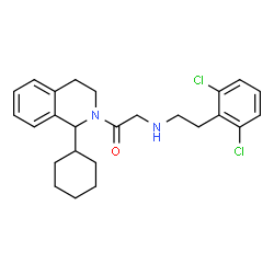 ChemSpider 2D Image | 1-(1-Cyclohexyl-3,4-dihydro-2(1H)-isoquinolinyl)-2-{[2-(2,6-dichlorophenyl)ethyl]amino}ethanone | C25H30Cl2N2O