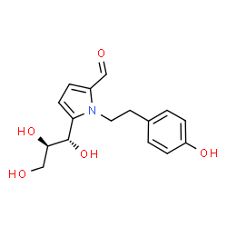 ChemSpider 2D Image | 1-[2-(4-Hydroxyphenyl)ethyl]-5-[(1S,2R)-1,2,3-trihydroxypropyl]-1H-pyrrole-2-carbaldehyde | C16H19NO5