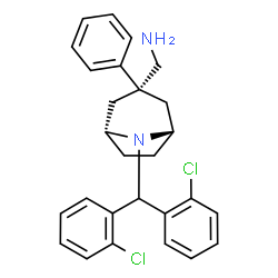 ChemSpider 2D Image | 1-{(3-endo)-8-[Bis(2-chlorophenyl)methyl]-3-phenyl-8-azabicyclo[3.2.1]oct-3-yl}methanamine | C27H28Cl2N2