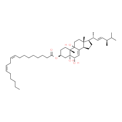 ChemSpider 2D Image | (3beta,5alpha,6alpha,22E)-5,6,9-Trihydroxyergosta-7,22-dien-3-yl (9Z,12Z)-9,12-octadecadienoate | C46H76O5