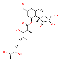 ChemSpider 2D Image | (1S,3R,4aR,7S,8S,8aS)-8-Glyceroyl-3-(hydroxymethyl)-7,8-dimethyl-1,2,3,4,4a,7,8,8a-octahydro-1-naphthalenyl (2S,3R,4E,6E,8S,9R)-3,8,9-trihydroxy-2,4-dimethyl-4,6-decadienoate | C28H44O9