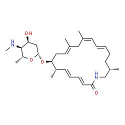 ChemSpider 2D Image | (3E,5E,7S,8S,10E,13Z,15E,19S)-7,11,13,19-Tetramethyl-2-oxoazacycloicosa-3,5,10,13,15-pentaen-8-yl 2,4,6-trideoxy-4-(methylamino)-beta-D-ribo-hexopyranoside | C30H48N2O4