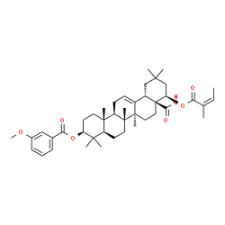 ChemSpider 2D Image | (3beta,22beta)-3-[(3-Methoxybenzoyl)oxy]-22-{[(2Z)-2-methyl-2-butenoyl]oxy}olean-12-en-28-oic acid | C43H60O7