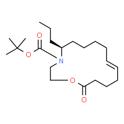 ChemSpider 2D Image | 2-Methyl-2-propanyl (5S,10E)-15-oxo-5-propyl-1-oxa-4-azacyclopentadec-10-ene-4-carboxylate | C21H37NO4