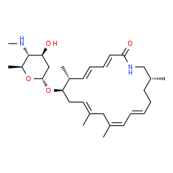 ChemSpider 2D Image | (3E,5E,7R,8R,10E,13Z,15E,19R)-7,11,13,19-Tetramethyl-2-oxoazacycloicosa-3,5,10,13,15-pentaen-8-yl 2,4,6-trideoxy-4-(methylamino)-alpha-L-arabino-hexopyranoside | C30H48N2O4