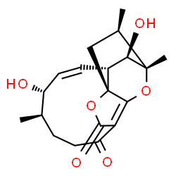 ChemSpider 2D Image | (1S,2R,3R,4Z,6S,7R,14R,16R)-2,6-Dihydroxy-1,7,16-trimethyl-13,17-dioxatetracyclo[9.5.2.0~3,14~.0~14,18~]octadeca-4,11(18)-diene-10,12-dione | C19H24O6