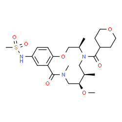 ChemSpider 2D Image | N-[(4R,7R,8R)-8-methoxy-4,7,10-trimethyl-5-(oxane-4-carbonyl)-11-oxo-2-oxa-5,10-diazabicyclo[10.4.0]hexadeca-1(12),13,15-trien-14-yl]methanesulfonamide | C24H37N3O7S