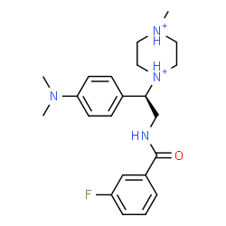 ChemSpider 2D Image | 1-{(1R)-1-[4-(Dimethylamino)phenyl]-2-[(3-fluorobenzoyl)amino]ethyl}-4-methylpiperazinediium | C22H31FN4O