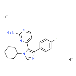 ChemSpider 2D Image | 2-Pyrimidinamine, 4-[1-cyclohexyl-4-(4-fluorophenyl)-1H-imidazol-5-yl]-, hydrogen salt | C19H22FN5