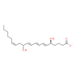 ChemSpider 2D Image | (5S,6E,8E,10E,12R,14Z)-5,12-Dihydroxy-6,8,10,14-icosatetraenoate | C20H31O4