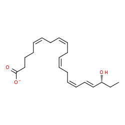 ChemSpider 2D Image | (5Z,8Z,11Z,14Z,16E,18R)-18-Hydroxy-5,8,11,14,16-icosapentaenoate | C20H29O3
