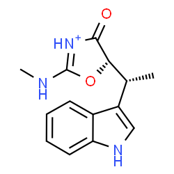ChemSpider 2D Image | (5S)-5-[(1R)-1-(1H-Indol-3-yl)ethyl]-2-(methylamino)-4-oxo-4,5-dihydro-1,3-oxazol-3-ium | C14H16N3O2