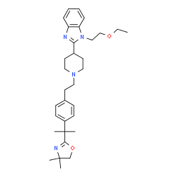 ChemSpider 2D Image | 2-{2-[4-(2-{4-[1-(2-Ethoxyethyl)-1H-benzo[d]imidazol-2-yl]piperidin-1-yl}ethyl)phenyl]propan-2-yl}-4,4-dimethyl-4,5-dihydrooxazole | C32H44N4O2