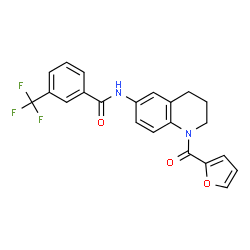 ChemSpider 2D Image | N-[1-(2-Furoyl)-1,2,3,4-tetrahydro-6-quinolinyl]-3-(trifluoromethyl)benzamide | C22H17F3N2O3