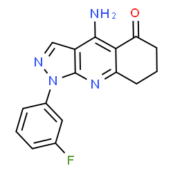 ChemSpider 2D Image | 4-amino-1-(3-fluorophenyl)-1H,5H,6H,7H,8H-pyrazolo[3,4-b]quinolin-5-one | C16H13FN4O