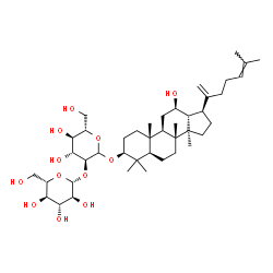 ChemSpider 2D Image | (3beta,12beta)-12-Hydroxydammara-20,24-dien-3-yl 2-O-beta-L-glucopyranosyl-L-glucopyranoside | C42H70O12