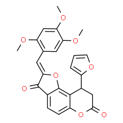 ChemSpider 2D Image | (2Z)-9-(2-Furyl)-2-(2,4,5-trimethoxybenzylidene)-8,9-dihydro-7H-furo[2,3-f]chromene-3,7(2H)-dione | C25H20O8