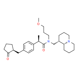 ChemSpider 2D Image | (2R)-N-(3-Methoxypropyl)-N-[(1S,9aR)-octahydro-2H-quinolizin-1-ylmethyl]-2-(4-{[(1S)-2-oxocyclopentyl]methyl}phenyl)propanamide | C29H44N2O3