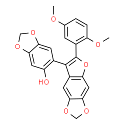 ChemSpider 2D Image | 6-[6-(2,5-Dimethoxyphenyl)furo[2,3-f][1,3]benzodioxol-7-yl]-1,3-benzodioxol-5-ol | C24H18O8