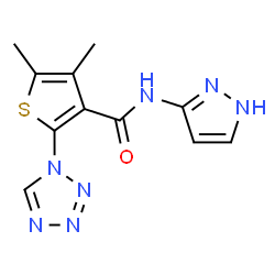 ChemSpider 2D Image | 4,5-Dimethyl-N-(1H-pyrazol-3-yl)-2-(1H-tetrazol-1-yl)-3-thiophenecarboxamide | C11H11N7OS