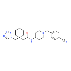 ChemSpider 2D Image | N-[1-(4-Cyanobenzyl)-4-piperidinyl]-2-[1-(1H-tetrazol-1-ylmethyl)cyclohexyl]acetamide | C23H31N7O