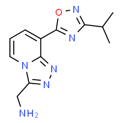 ChemSpider 2D Image | 1-[8-(3-Isopropyl-1,2,4-oxadiazol-5-yl)[1,2,4]triazolo[4,3-a]pyridin-3-yl]methanamine | C12H14N6O