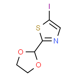 ChemSpider 2D Image | 2-(1,3-Dioxolan-2-yl)-5-iodo-1,3-thiazole | C6H6INO2S