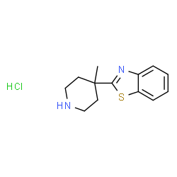 ChemSpider 2D Image | 2-(4-Methyl-4-piperidinyl)-1,3-benzothiazole hydrochloride (1:1) | C13H17ClN2S