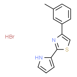 ChemSpider 2D Image | 4-(3-Methylphenyl)-2-(1H-pyrrol-2-yl)-1,3-thiazole hydrobromide (1:1) | C14H13BrN2S