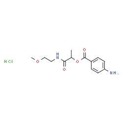 ChemSpider 2D Image | 1-[(2-Methoxyethyl)amino]-1-oxo-2-propanyl 4-aminobenzoate hydrochloride (1:1) | C13H19ClN2O4
