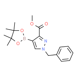 ChemSpider 2D Image | Methyl 1-benzyl-4-(4,4,5,5-tetramethyl-1,3,2-dioxaborolan-2-yl)-1H-pyrazole-3-carboxylate | C18H23BN2O4