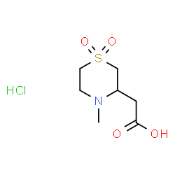 ChemSpider 2D Image | (4-Methyl-1,1-dioxido-3-thiomorpholinyl)acetic acid hydrochloride (1:1) | C7H14ClNO4S