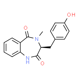 ChemSpider 2D Image | (3S)-3-(4-Hydroxybenzyl)-4-methyl-3,4-dihydro-1H-1,4-benzodiazepine-2,5-dione | C17H16N2O3